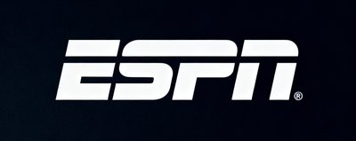ESPN体育媒体合作伙伴标识，深色背景上的白色简洁Logo设计